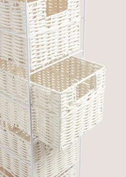 White Narrow Toilet Storage Basket