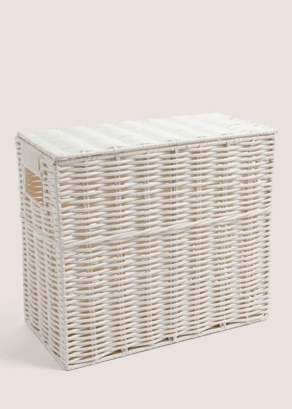 White Narrow Toilet Storage Basket