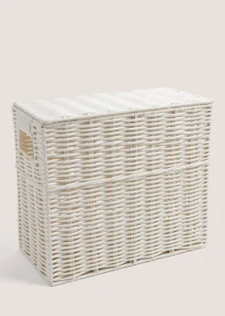 White Narrow Toilet Storage Basket