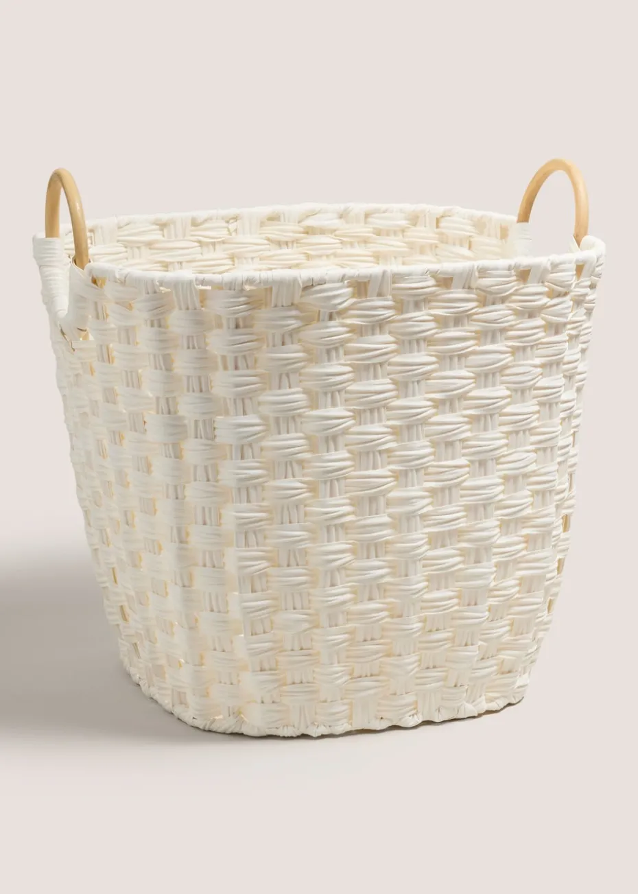 White Rattan Handle Basket