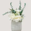 White Roses In Cement Pot