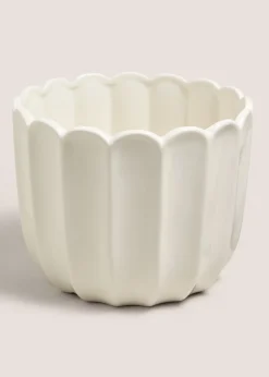 White Scallop Ceramic Planter