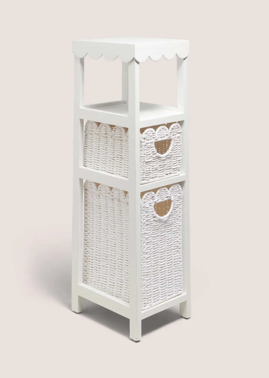 White Scallop Wood Drawers