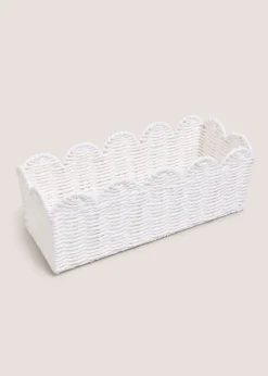 White Scalloped Window Basket Tray