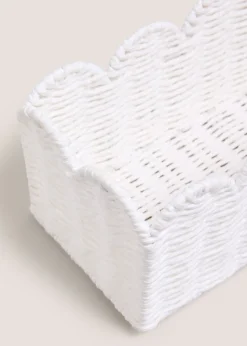 White Scalloped Window Basket Tray