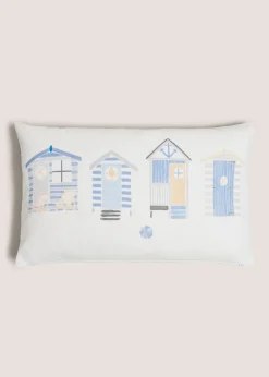 White Seaside House Cushion