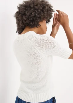 White Short Sleeve Knitted T-Shirt