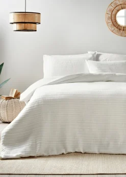 White Stitch Stripe Duvet Set