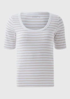 White Stripe Ribbed T-Shirt