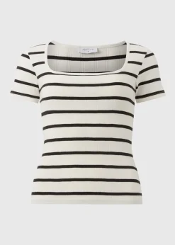 White Stripe Ribbed T-Shirt