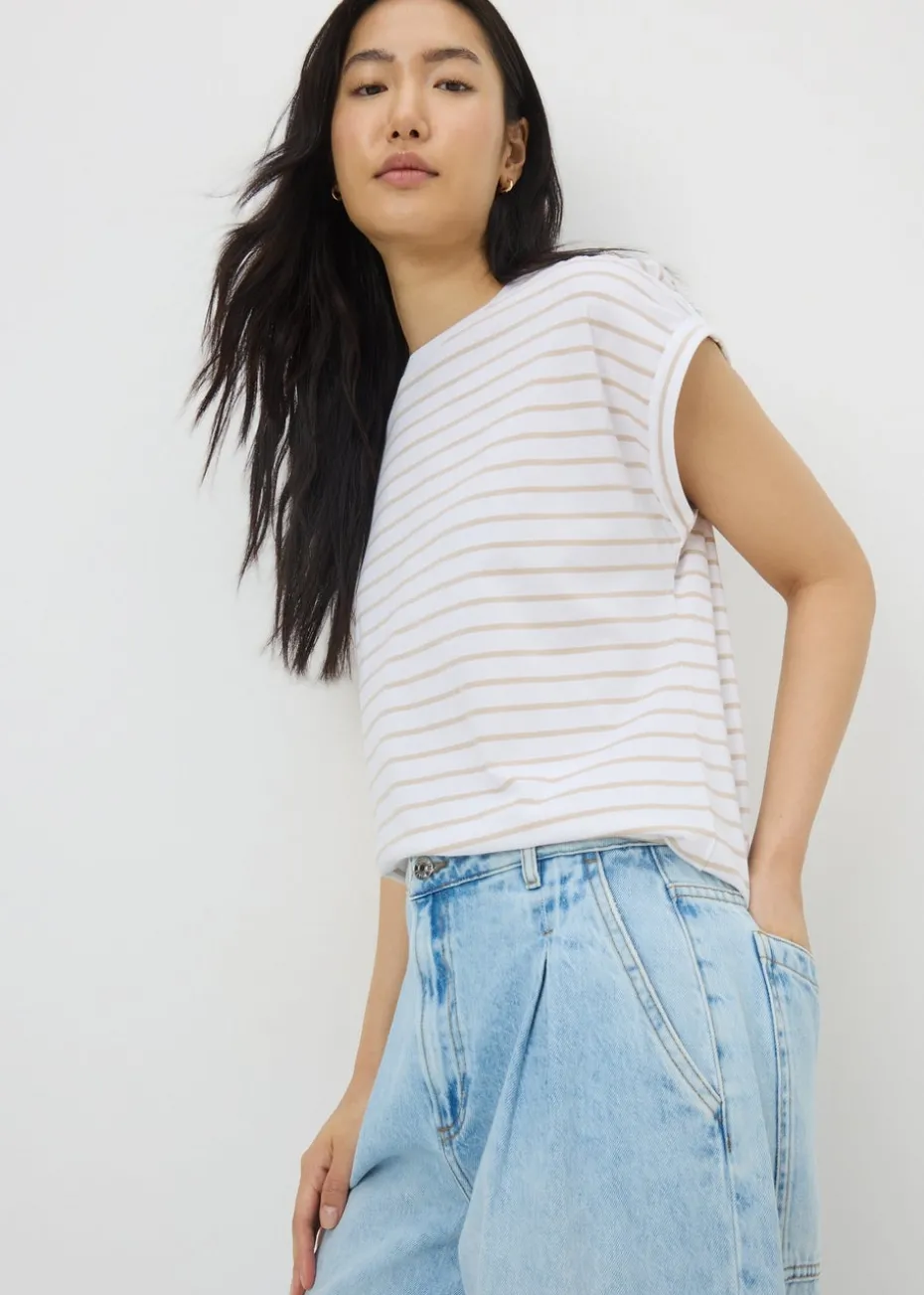 White Stripe Short Sleeve T-Shirt
