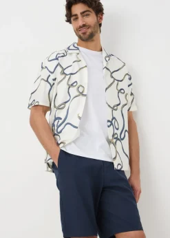 White Swirl Print Short Sleeve Shirt