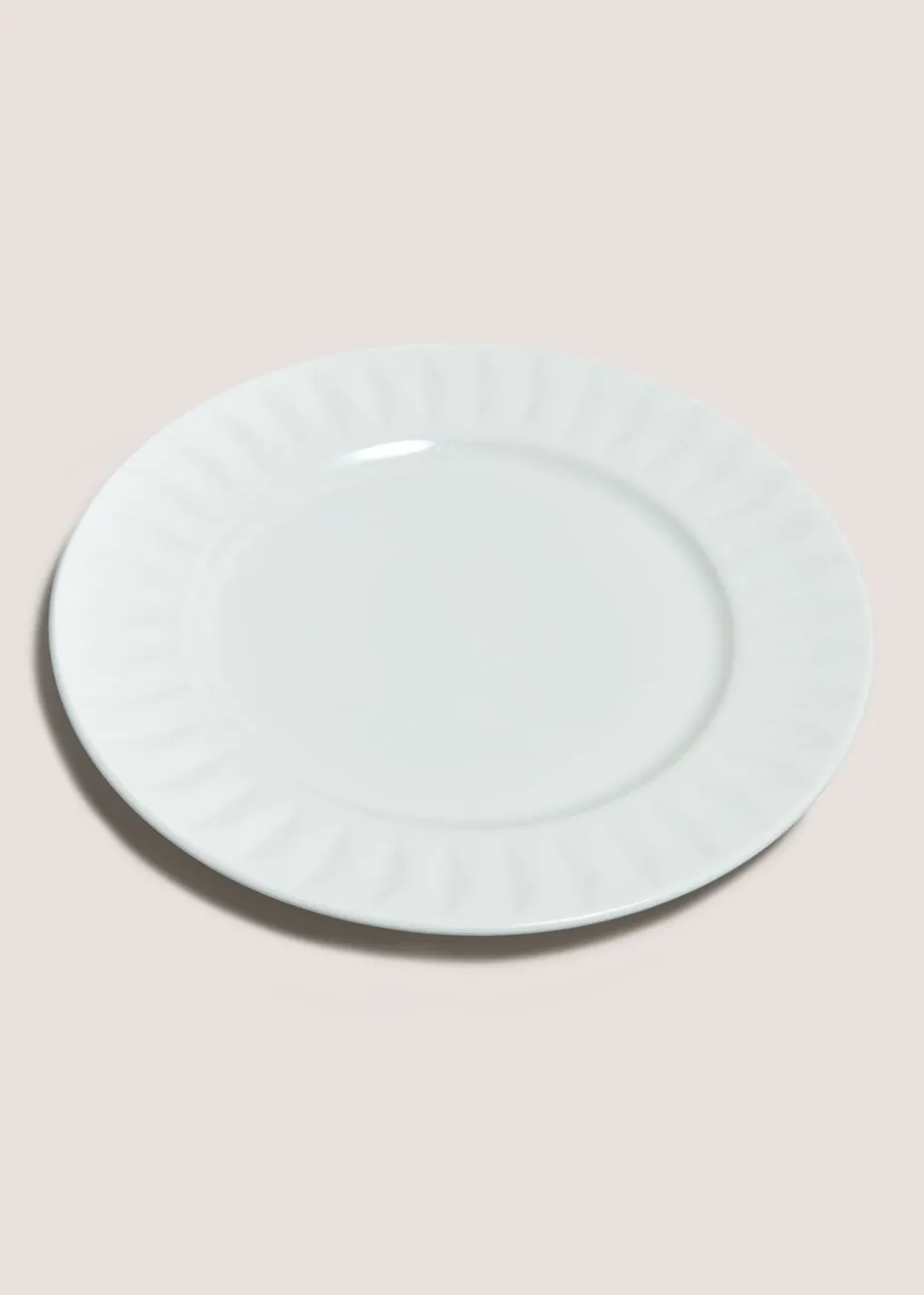 White Textured Dinner Plate