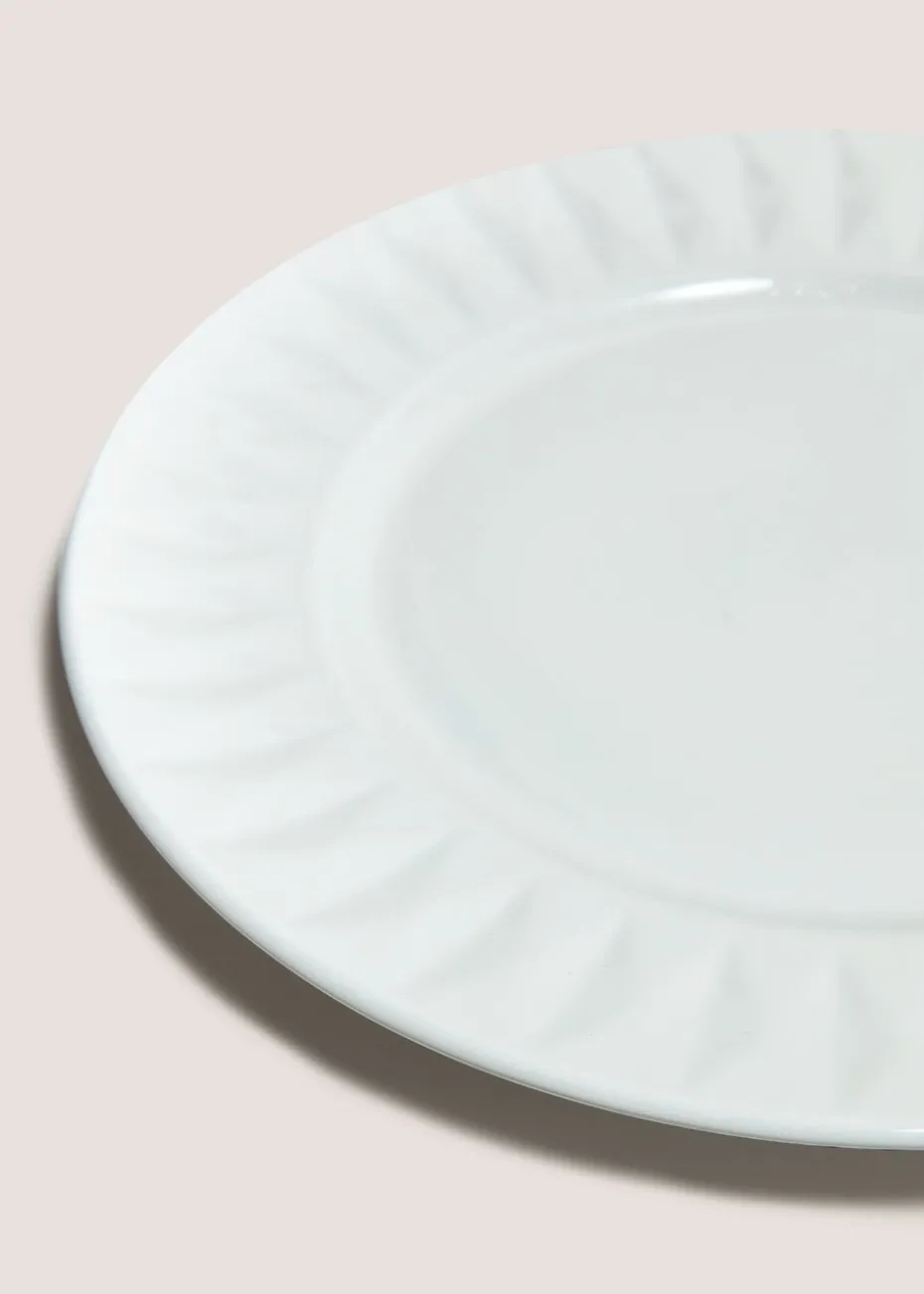 White Textured Dinner Plate