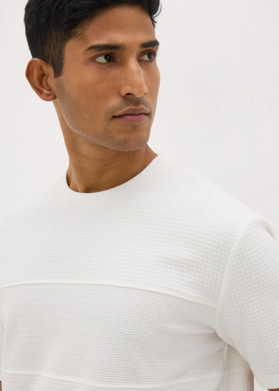 White Textured Panel T-Shirt