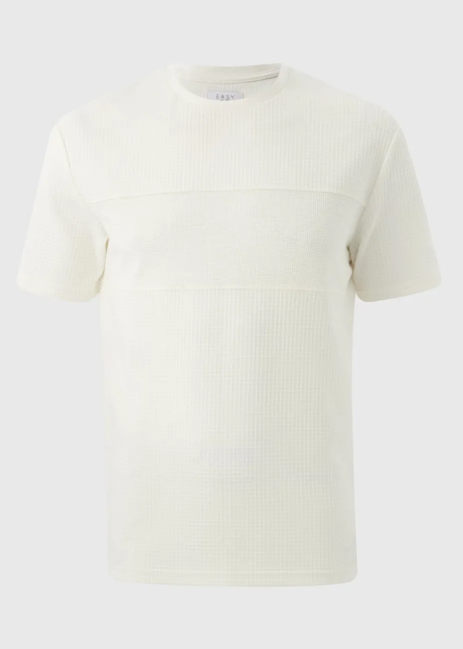 White Textured Panel T-Shirt