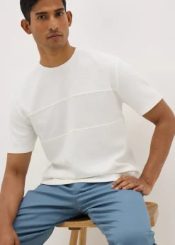 White Textured Panel T-Shirt