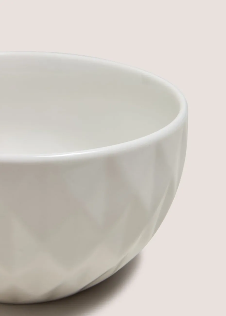 White Textured Side Bowl
