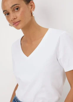 White V-Neck Regular Fit T-Shirt