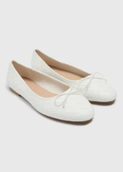 White Weave Ballet Flats