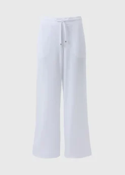 White Wide Leg Drawstring Trousers