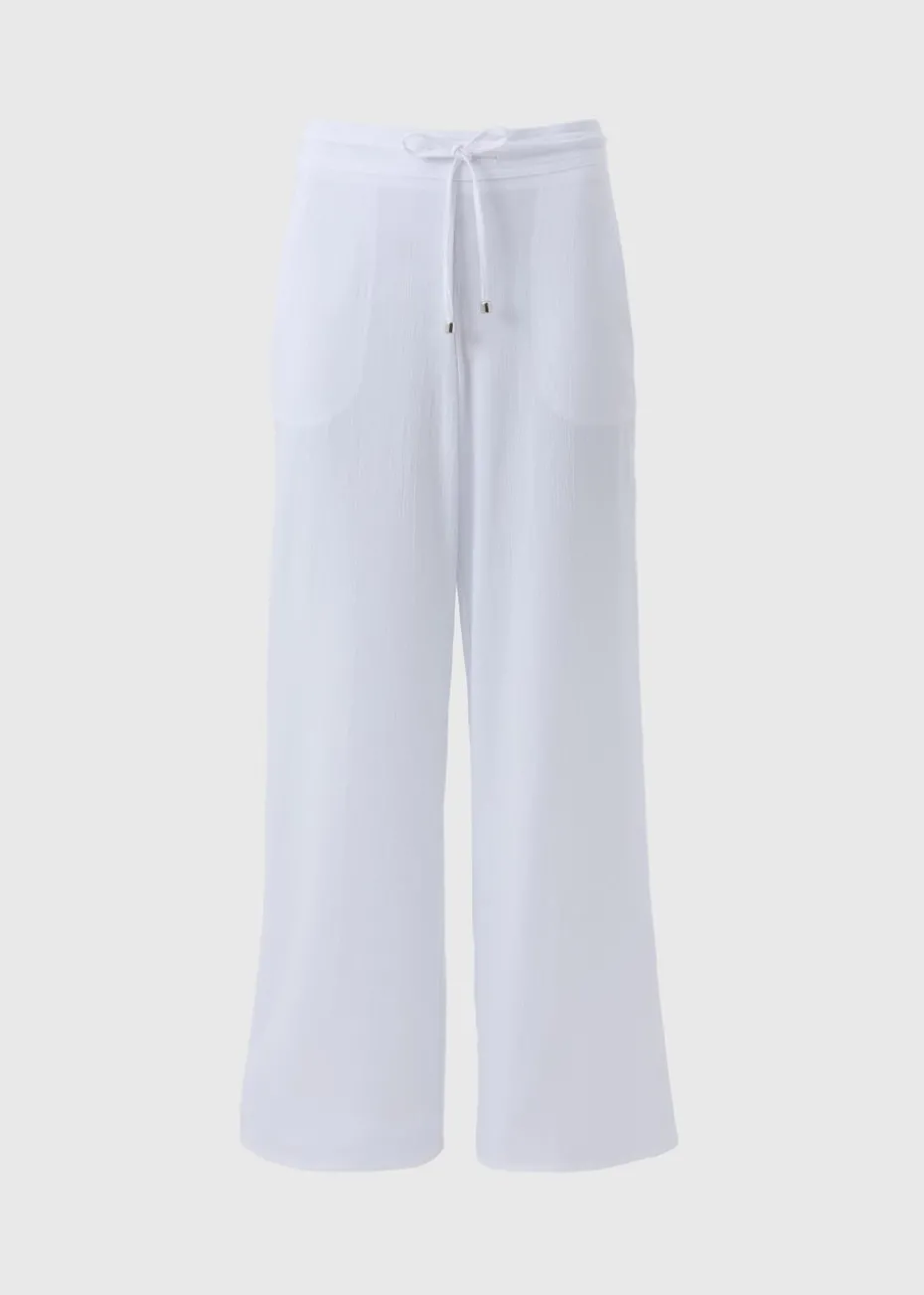 White Wide Leg Drawstring Trousers