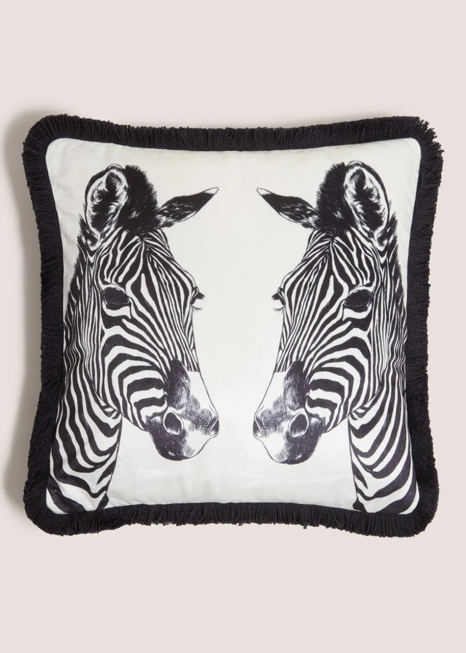 White Zebra Print Cushion