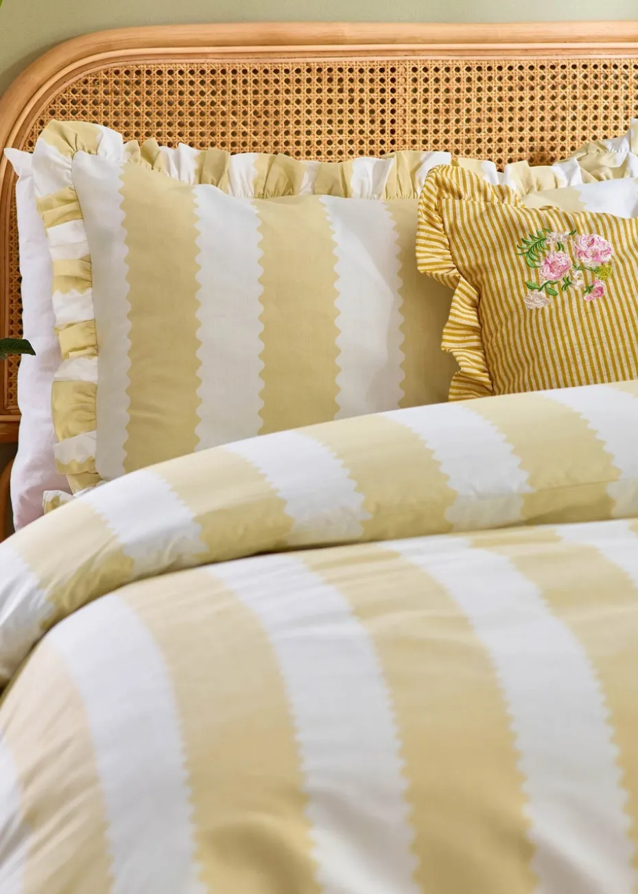 Wylder Birdie Stripe Ruffle Duvet Cover Set