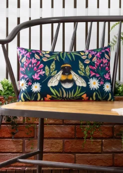 Wylder Nature House of Bloom Zinnia Bee Outdoor Filled Cushion (30cm x 50cm x 8cm)