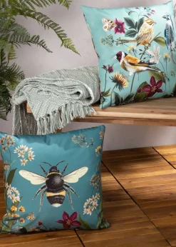 Wylder Nature Midnight Garden Bee Outdoor Filled Cushion (43cm x 43cm x 8cm)