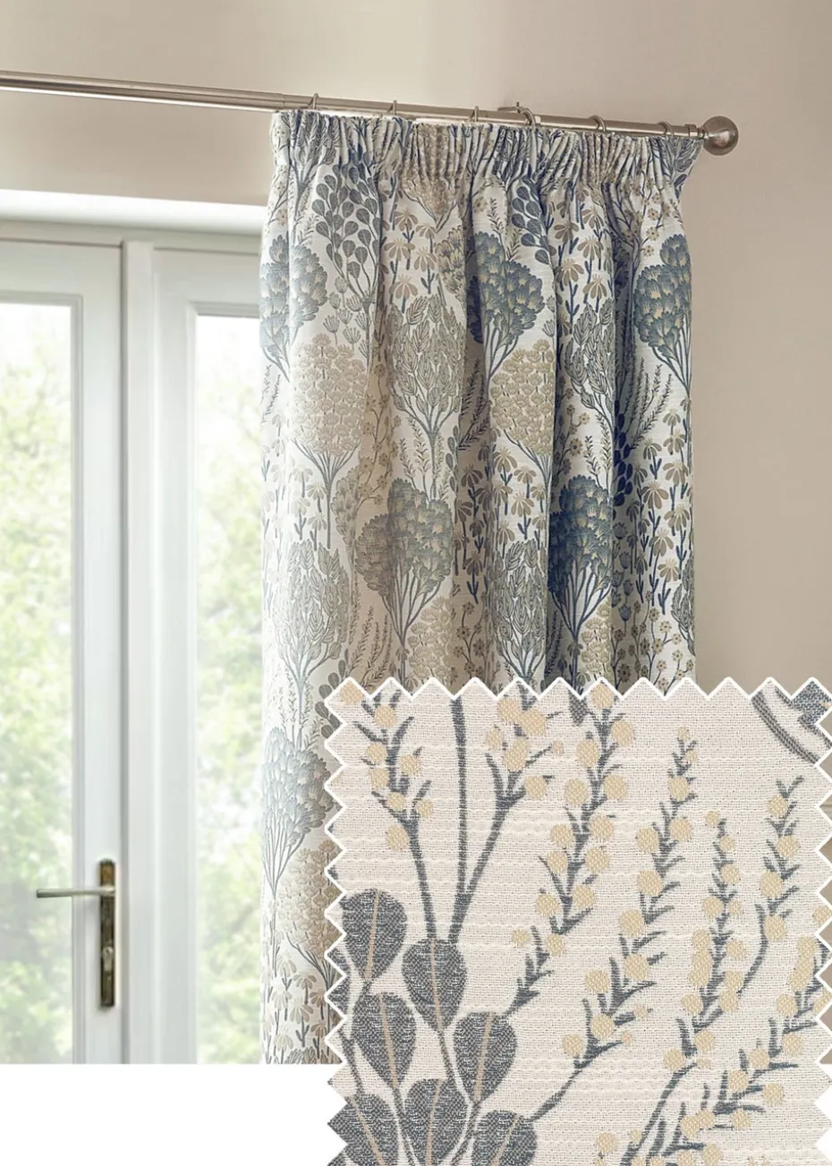 Wylder Nature Ophelia Floral Jacquard Pencil Pleat Curtains