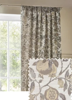 Wylder Nature Pomegranate Floral Jacquard Pencil Pleat Curtains