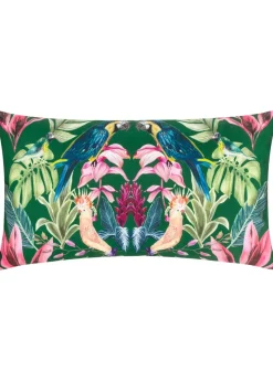 Wylder Tropics Dark Green Kali Birds Filled Outdoor Cushions (30cm x 50cm x 8cm)