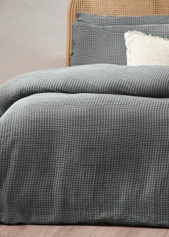 Yard Chunky Waffle 100% Cotton Duvet Cover Set Dusk