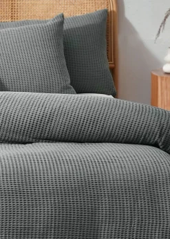 Yard Chunky Waffle 100% Cotton Duvet Cover Set Dusk