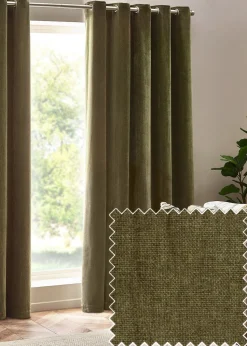 Yard Heavy Chenille Velvet Eyelet Curtains