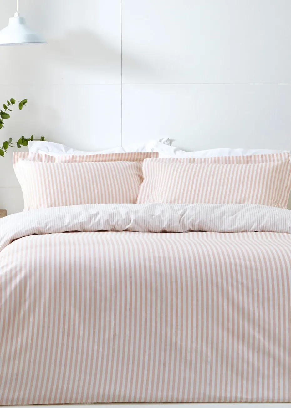 Yard Hebden Melange Blush Pink Stripe Duvet Cover Set