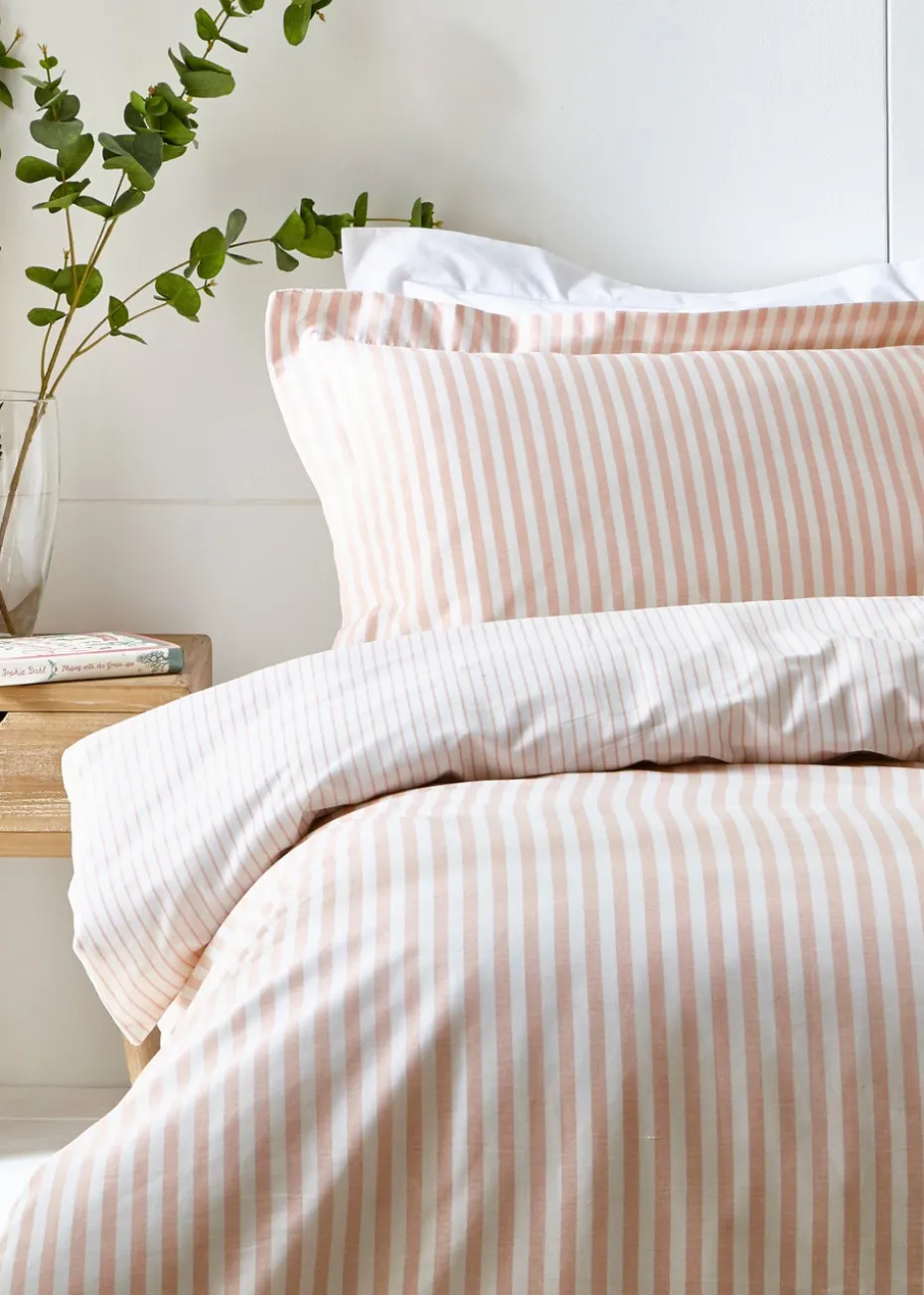 Yard Hebden Melange Blush Pink Stripe Duvet Cover Set