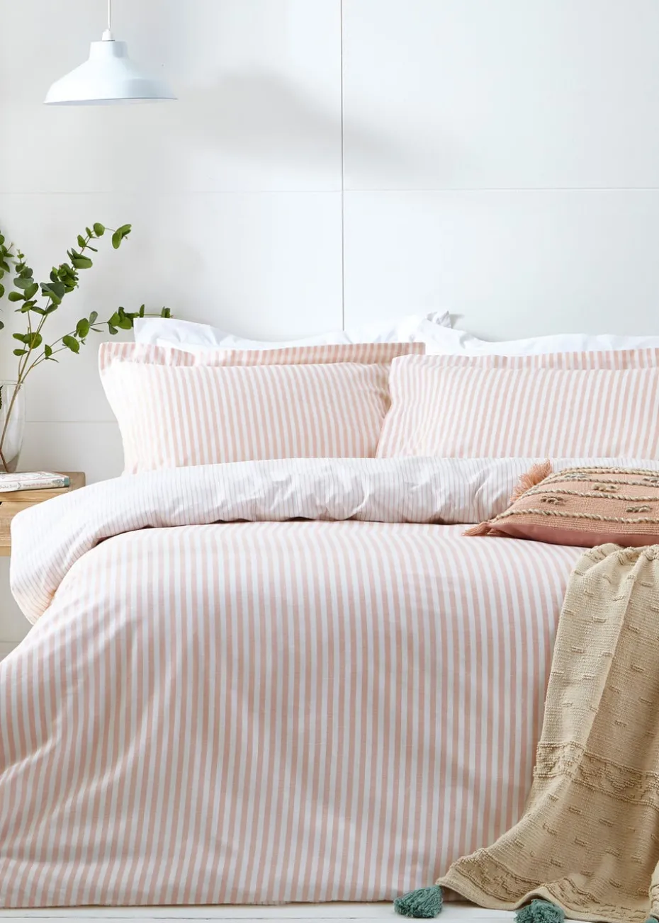Yard Hebden Melange Blush Pink Stripe Duvet Cover Set