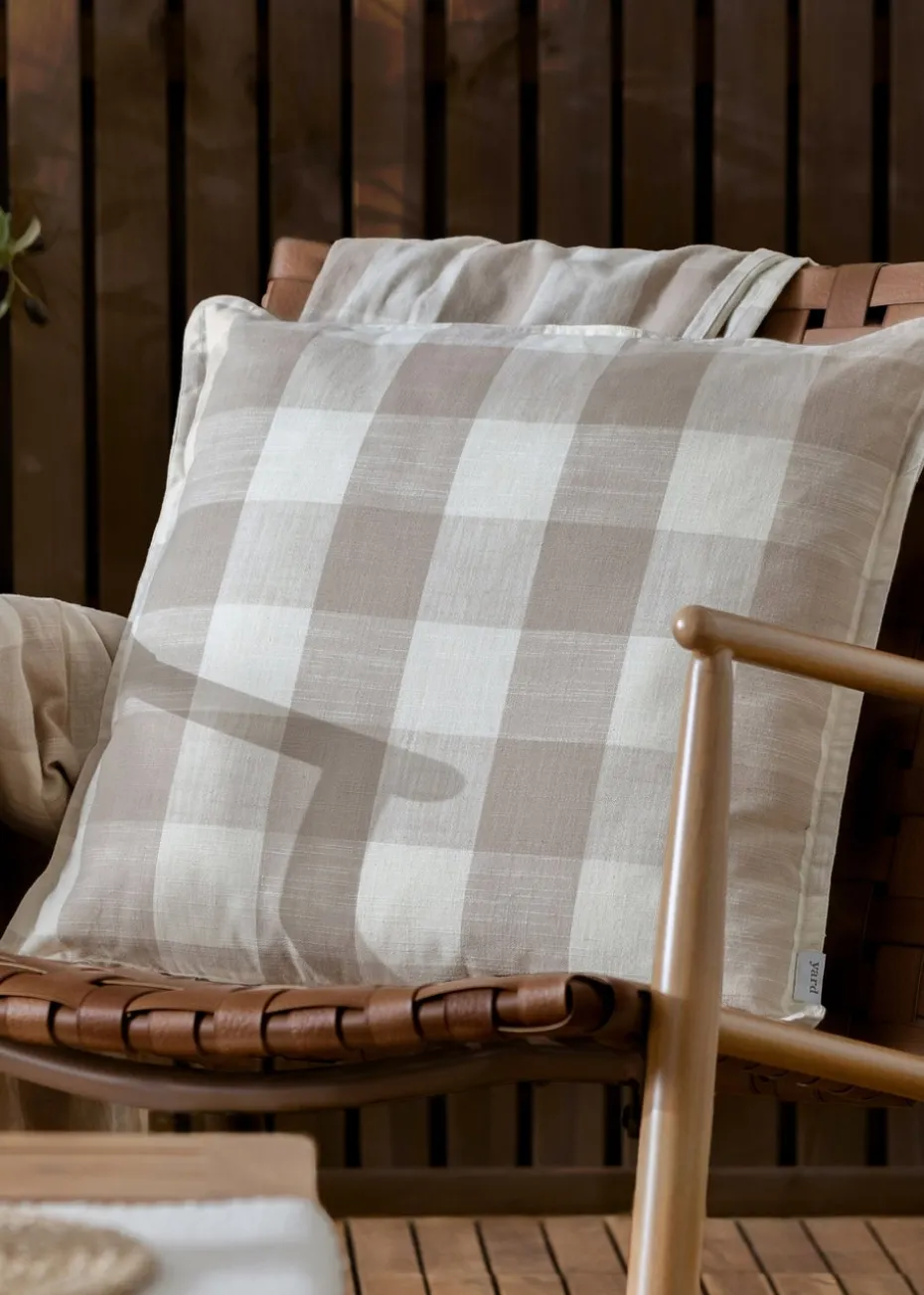 Yard Natural Chesil Check 100% Cotton Outdoor Outdoor Cushion