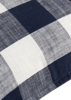 Yard Navy Chesil Check 100% Cotton Outdoor Outdoor Cushion