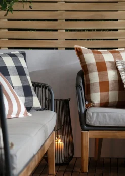 Yard Navy Chesil Check 100% Cotton Outdoor Outdoor Cushion