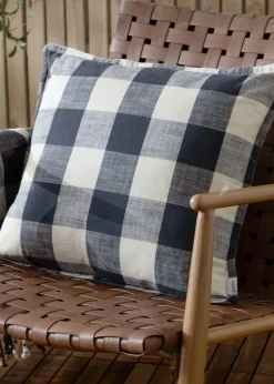 Yard Navy Chesil Check 100% Cotton Outdoor Outdoor Cushion