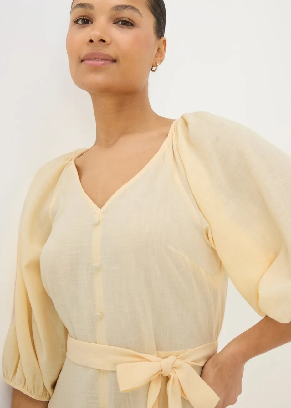 Yellow Belted Mini Tea Dress