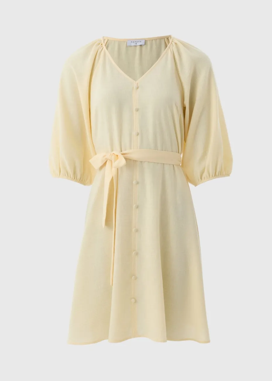 Yellow Belted Mini Tea Dress