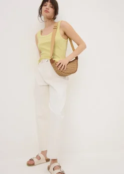 Yellow Ribbed Scoop Neck Vest Top