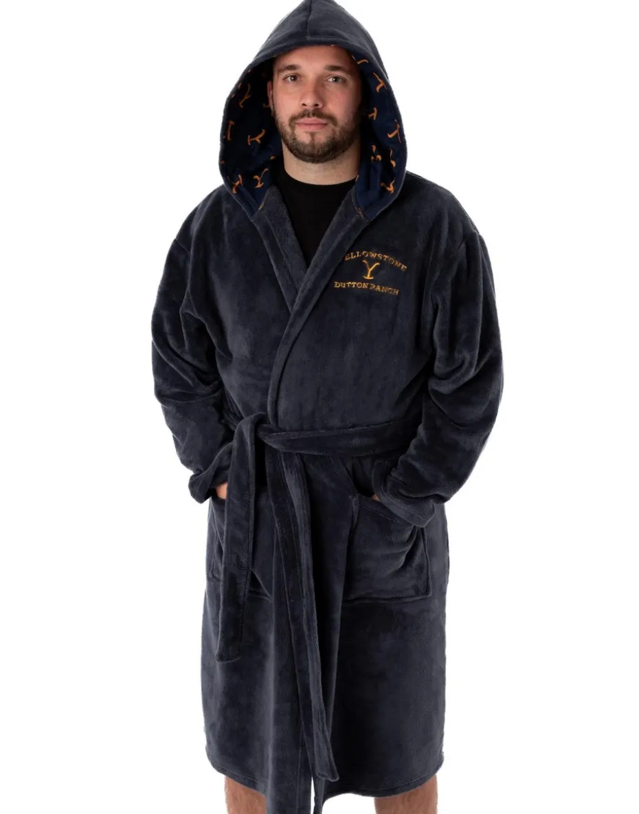 Yellowstone Blue Dutton Ranch Montana Hooded Bathrobe