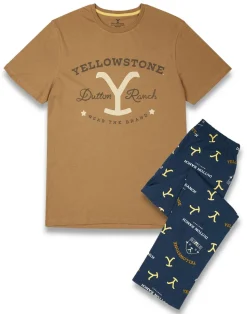 Yellowstone Multicoloured Top Short Sleeve Long Leg Pyjama Set