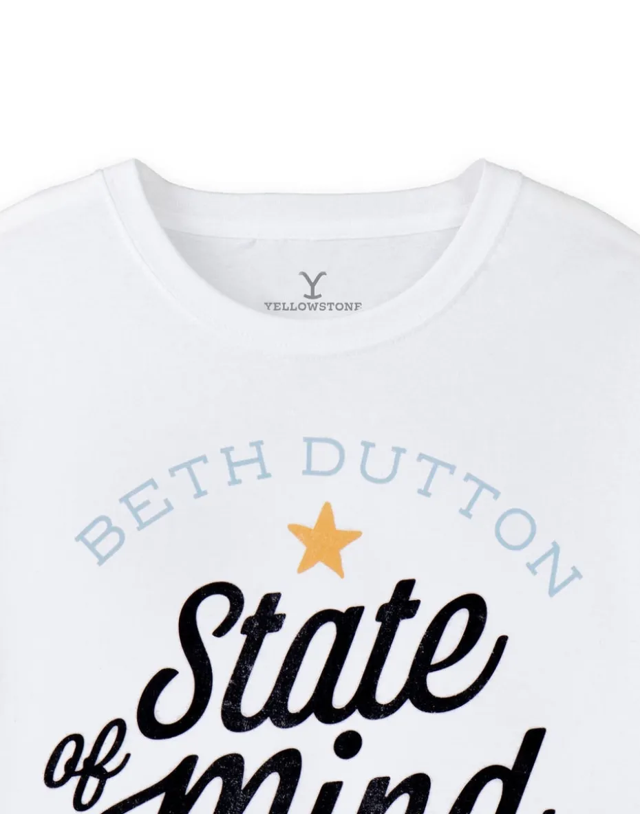 Yellowstone White Beth Dutton State Of Mind Short Sleeved T-Shirt