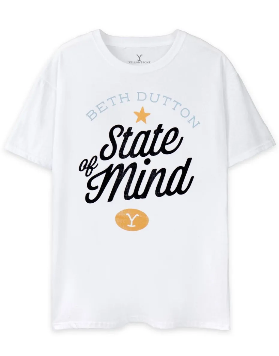 Yellowstone White Beth Dutton State Of Mind Short Sleeved T-Shirt